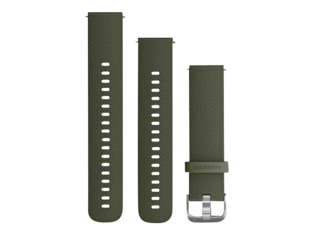 Garmin Quick Release Band - Uhrarmband für Smartwatch - 107 - 215 mm - moosgrün, silberne Metallteile - für Approach S40; Forerunner 245, 645, 645M; vívoactive 3 Music; vívomove HR