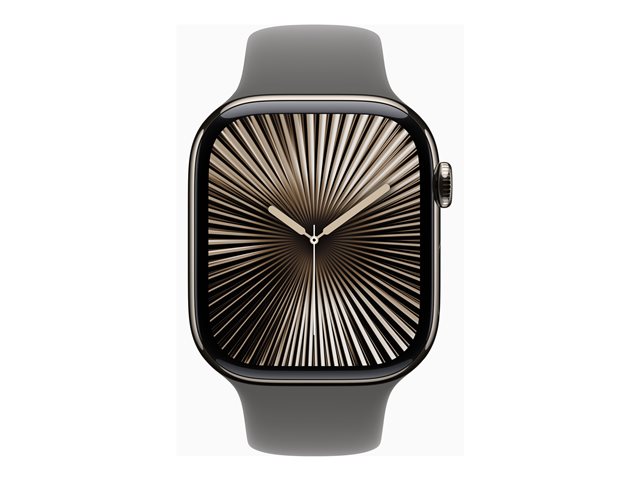 Apple Watch Series 10 GPS + Cellular 46mm Natural Titanium Case mit Stone Grey Sport Band - M/L (MWYA3QF/A)