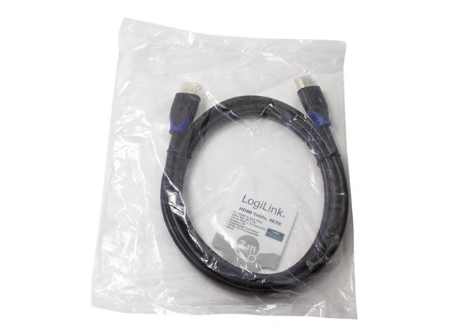 LogiLink High Speed with Ethernet - HDMI-Kabel mit Ethernet - HDMI männlich zu HDMI männlich - 2 m - Schwarz - 4K Unterstützung