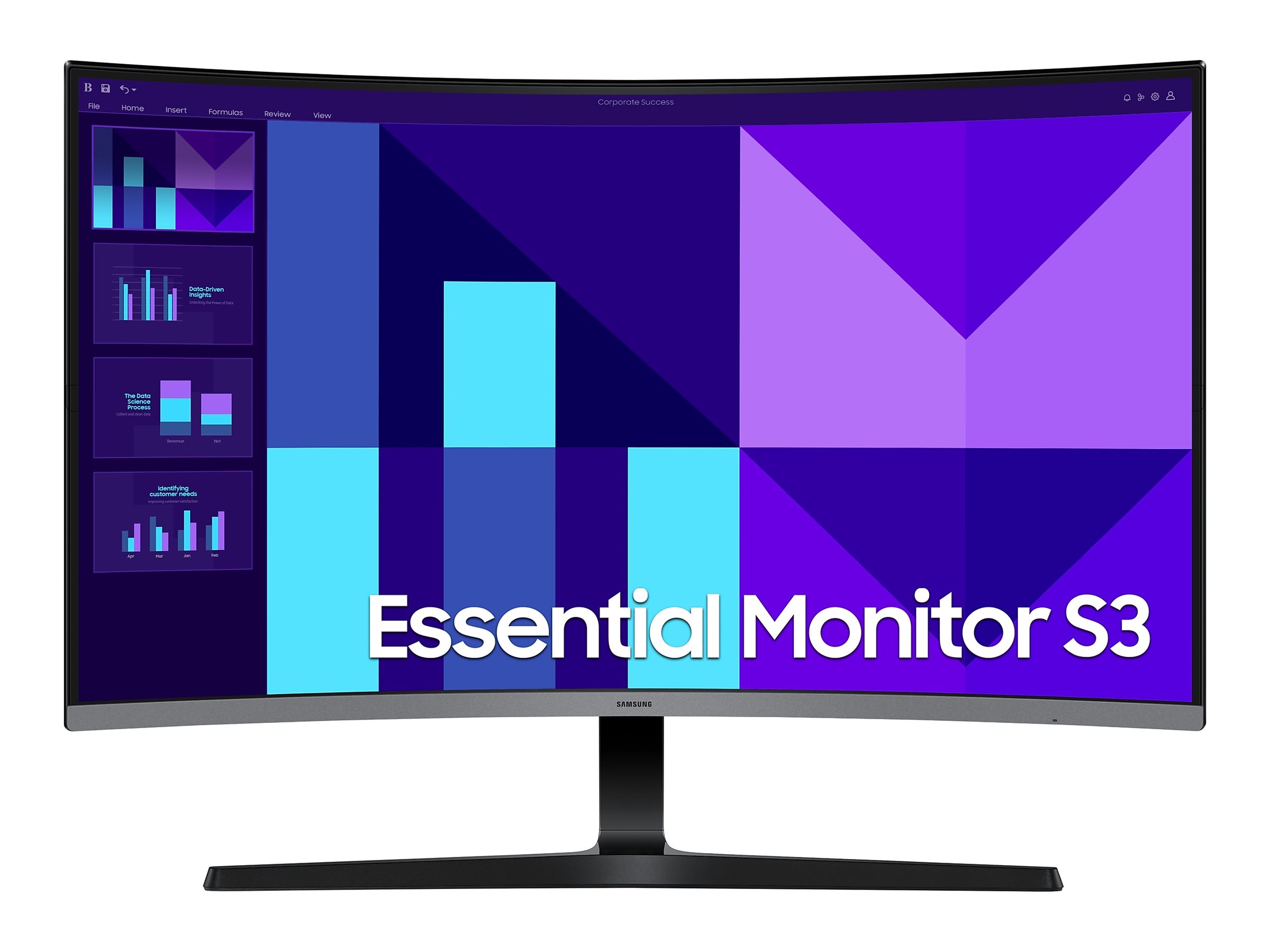 Samsung Essential S3 S32D396GAU - S39GD Series - LED-Monitor - gebogen - 81.3 cm (32") - 1920 x 1080 Full HD (1080p) @ 100 Hz - VA - 250 cd/m² - 3000:1 - 4 ms - HDMI, VGA - Lautsprecher - Schwarz