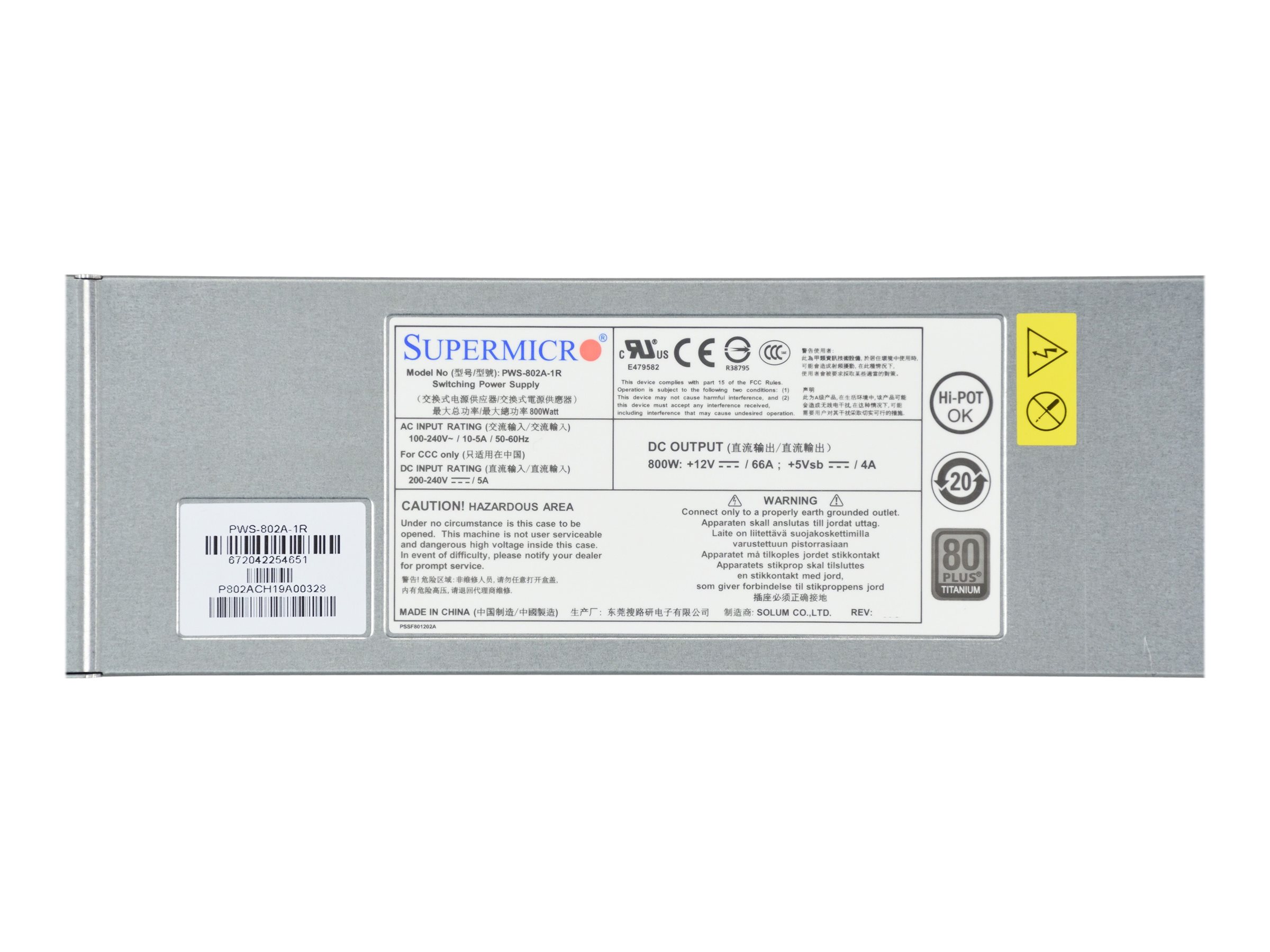 Supermicro PWS-802A-1R - redundante Stromversorgung - 800 Watt