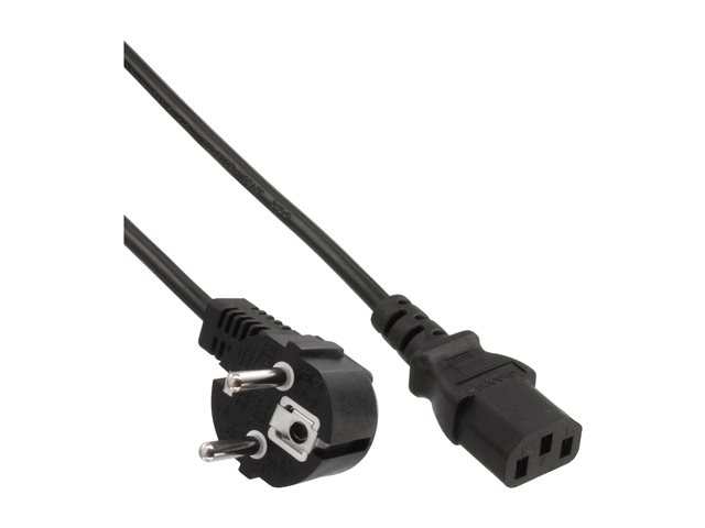 InLine - Stromkabel - power CEE 7/7 (S) gewinkelt zu power IEC 60320 C13 - 1 m - Schwarz (Packung mit 45)