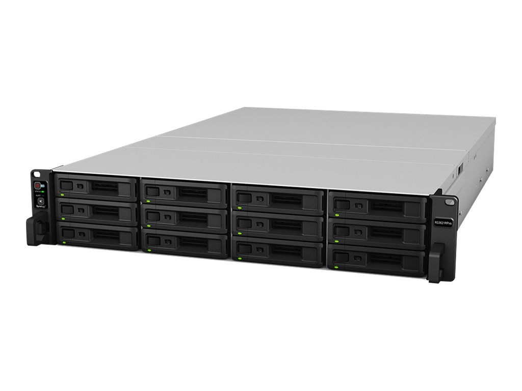 Synology RackStation RS3621RPxs - NAS-Server - 12 Schächte - Rack - einbaufähig - SATA 6Gb/s - RAID 0, 1, 5, 6, 10, JBOD, 5 Hot Spare, 6 Hot Spare, 10-Hot-Spare, 1 Hot-Spare, RAID F1, F1 Hot Spare - RAM 8GB - Gigabit Ethernet - iSCSI - 2U (RS3621RPXS)