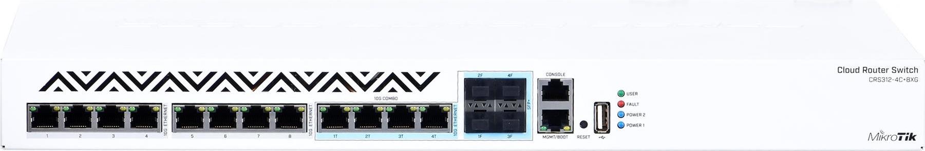 MikroTik Cloud Router Switch CRS312 Dual Boot Rackmount 10G Managed Switch, 8x RJ-45, 4x RJ-45/SFP+