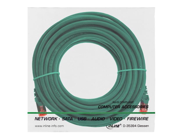 InLine - Patch-Kabel - RJ-45 (M) zu RJ-45 (M) - 10 m - SSTP-Kabel - CAT 6 - geformt - grün