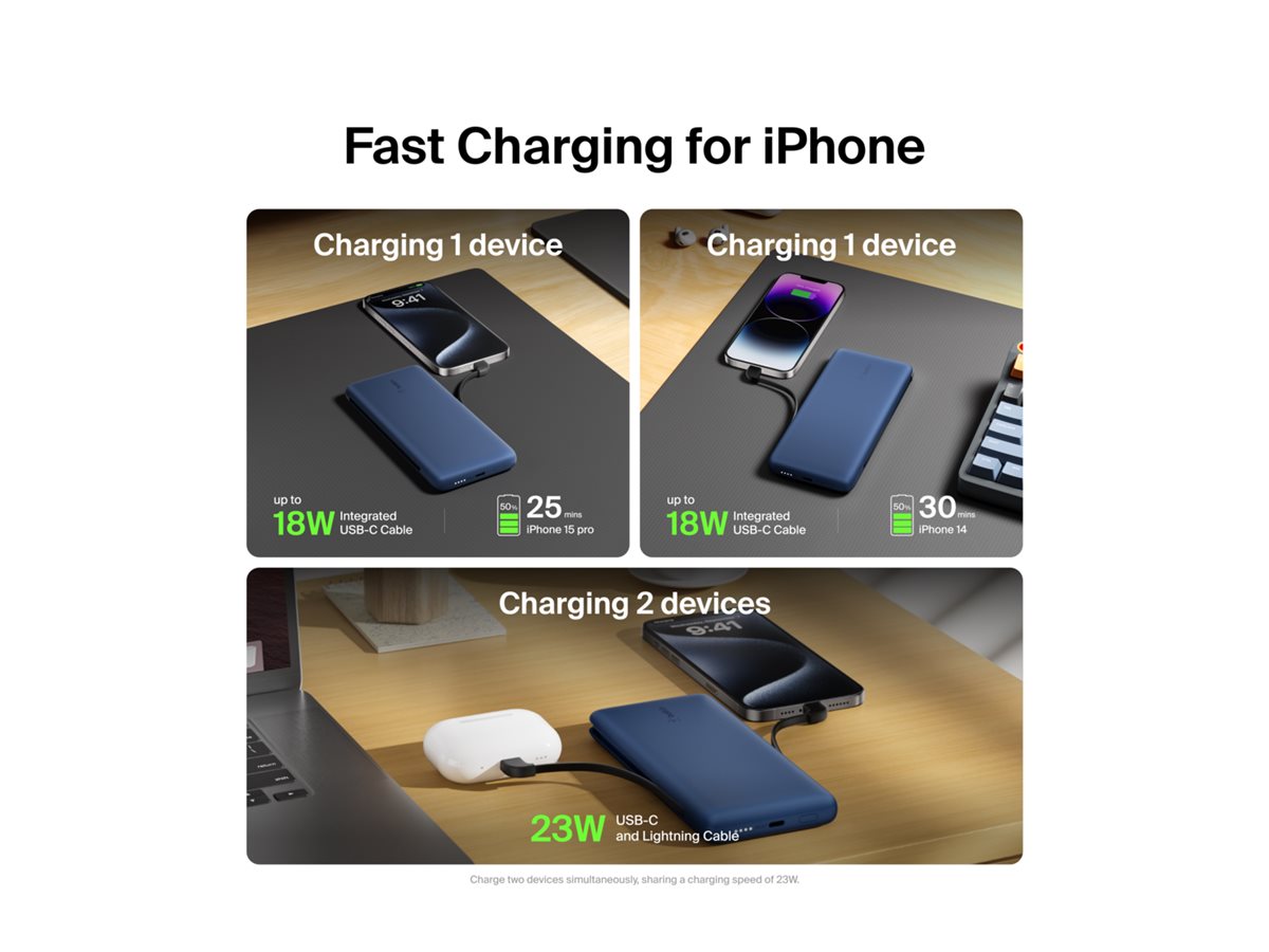 Belkin BoostCharge Plus Powerbank - Lightning
24 pin USB-C - 23 Watt