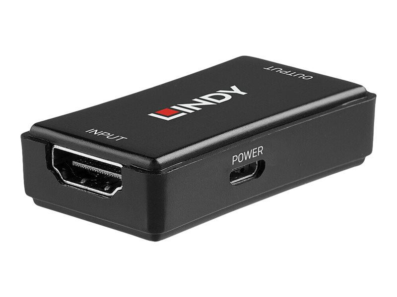 LINDY HDMI 2.0 18G UHD/HDR Repeater/Extender - Erweiterung für Video/Audio - HDMI - 19-poliger HDMI Typ A / 19-poliger HDMI Typ A - bis zu 40 m