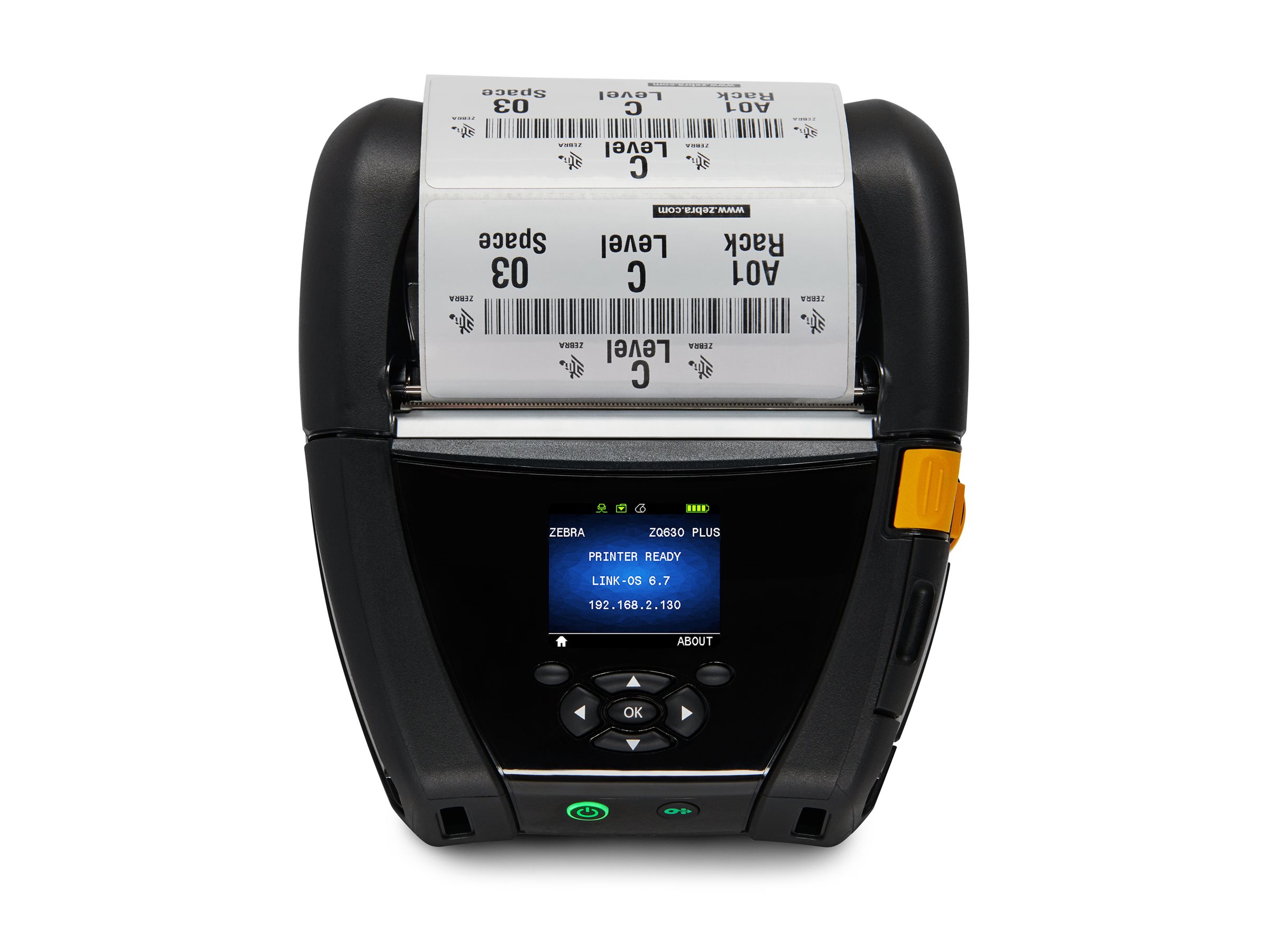 ZEBRA DT Printer ZQ630 Plus RFID_ English fonts,Dual 802.11AC / BT4.x, Linered platen, 0.75_ core, Group E, Shoulder strap, Belt clip (ZQ63-RUWAE14-00)