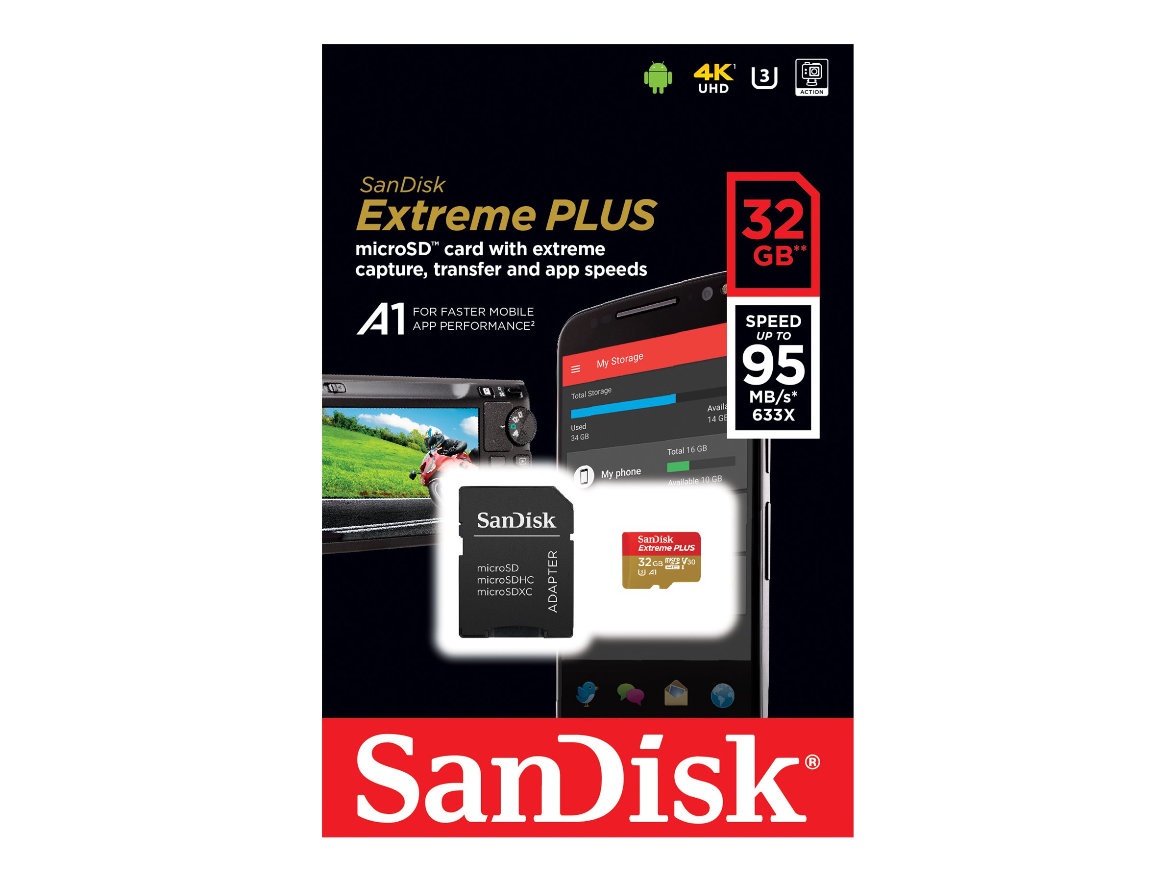 SanDisk Extreme PLUS - Flash-Speicherkarte - 32 GB - microSDHC UHS-I
