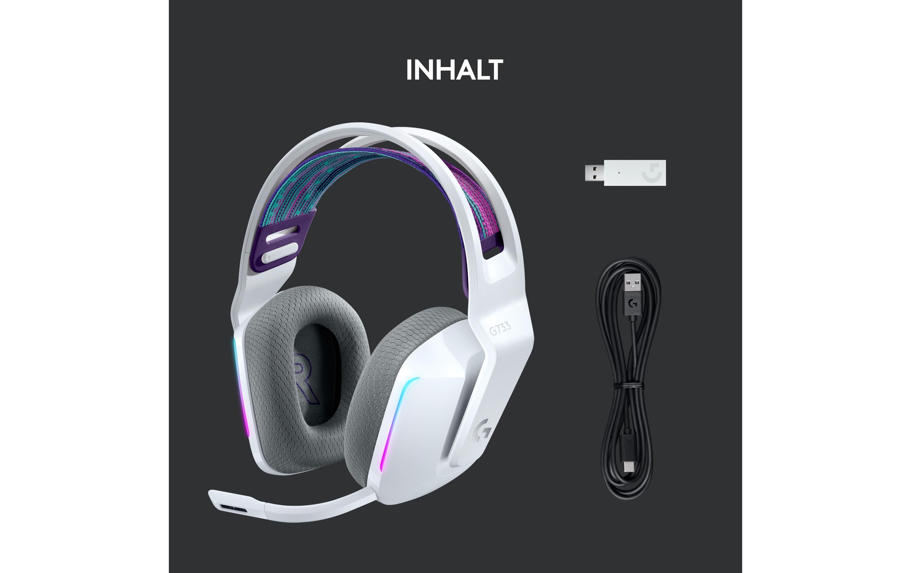 Logitech G G733 LIGHTSPEED Wireless RGB Gaming Headset - Headset - ohrumschließend - 2,4 GHz - kabellos - weiß