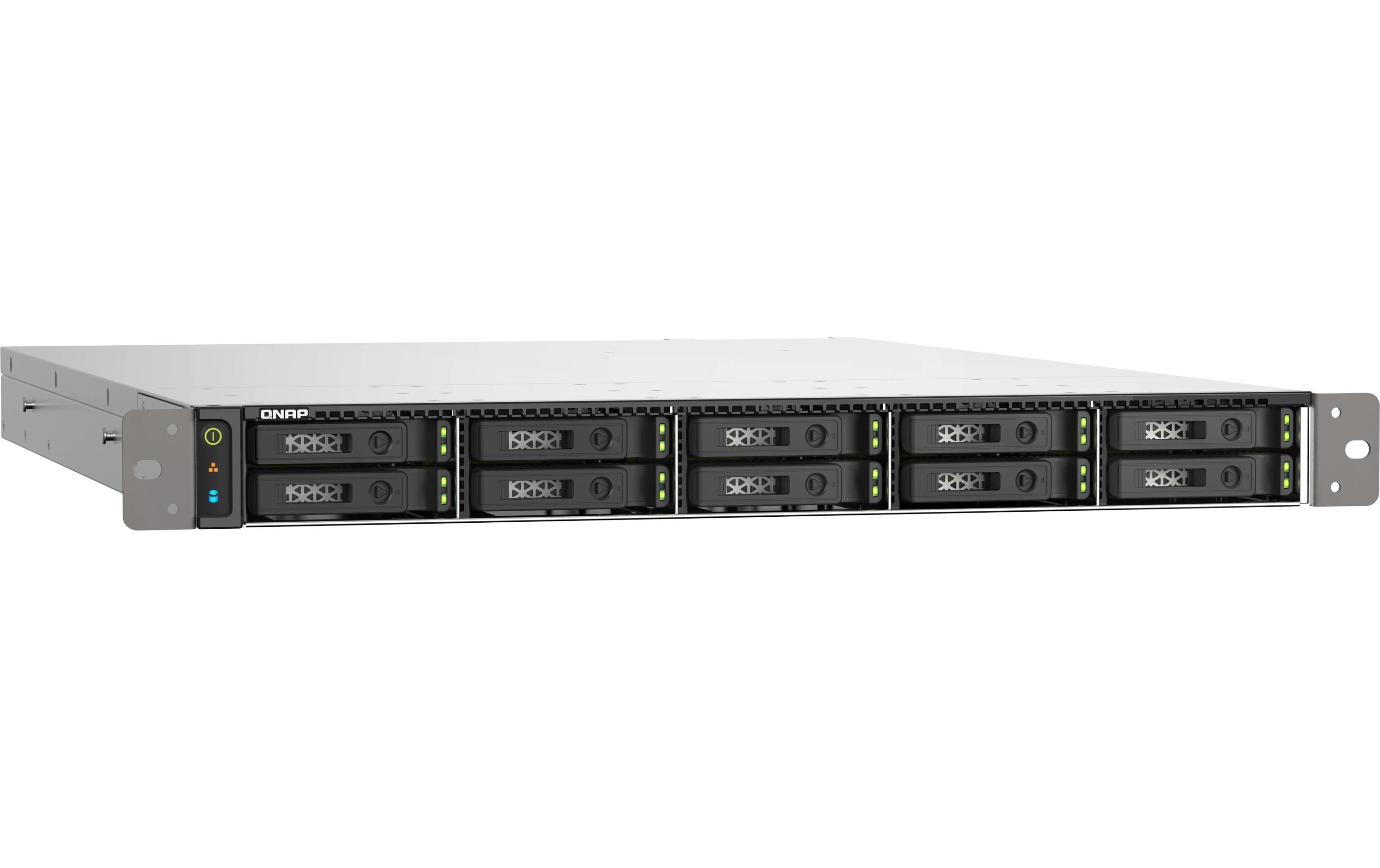 QNAP TS-h1090FU - NAS-Server - 10 Schächte - Rack - einbaufähig - SATA 6Gb/s / PCIe (NVMe) / U.2 - RAID 0, 1, 5, 6, 10, 50, JBOD, 60 - RAM 64GB - 25 Gigabit Ethernet / 2,5 Gigabit Ethernet - iSCSI Support - 1U (TS-H1090FU-7232P-64G)