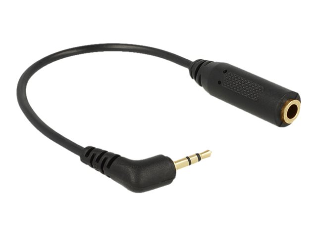 Delock - Kopfhöreradapter - 4-poliger Mini-Stecker weiblich zu Stereo Mikro-Stecker männlich gewinkelt - 17 cm - Schwarz