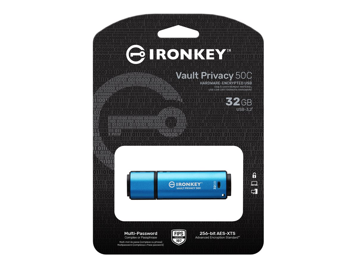 Kingston IronKey Vault Privacy 50C - USB-Flash-Laufwerk - verschlüsselt - 32 GB - USB-C 3.2 Gen 1 - TAA-konform
