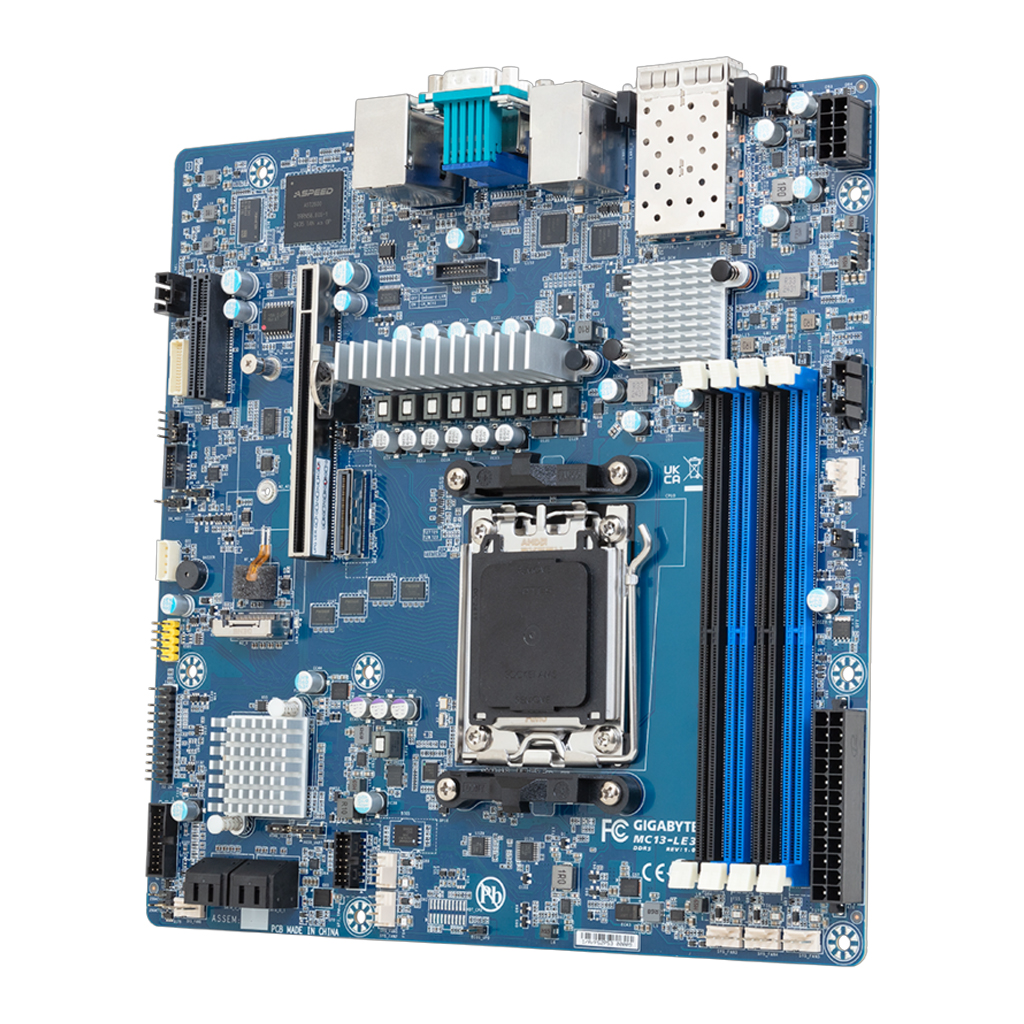 Gigabyte Mainboard MC13-LE3 micro-ATX Sockel AM5 Bulk - Mainboard - AMD Sockel AM5 (Ryzen Zen4) - 6 GB - DDR5 - UDIMM - SATA - Gigabit-LAN - Lan - USB 3.2 - USB 3.0 - USB 3.0 - SATA - PCI