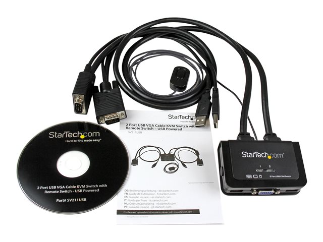 StarTech.com 2 Port VGA USB KVM Switch Kabel - VGA KVM Umschalter USB Powered mit Fernumschaltung - KVM-Switch - 2 x KVM port(s) - 1 lokaler Benutzer - Desktop