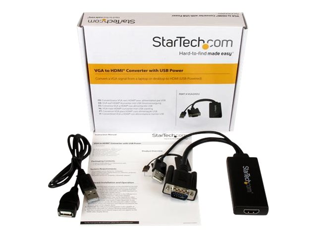 StarTech.com VGA-auf-HDMI-Adapter mit USB-Audio & -Stromversorgung - Mobiler VGA-auf-HDMI-Konverter - 1080p - Adapterkabel - HDMI/VGA/Audio/USB - 26 cm