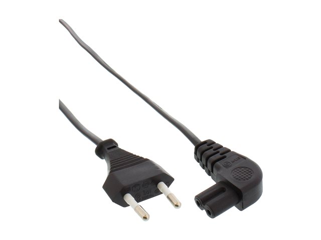 InLine - Stromkabel - Eurostecker (M) bis IEC 60320 C7 gewinkelt - 10 m - Schwarz