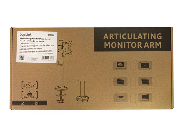 LogiLink Befestigungskit - Voll beweglich - für LCD-Display / Curved LCD-Display - Schwarz
