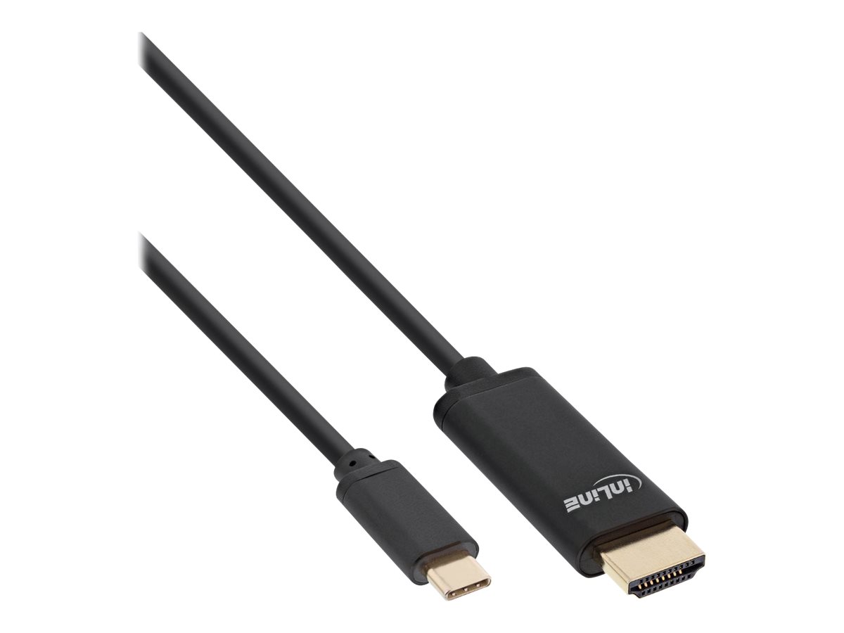 InLine - Video- / Audiokabel - 24 pin USB-C männlich zu HDMI männlich - 1 m - Schwarz - 4K Unterstützung