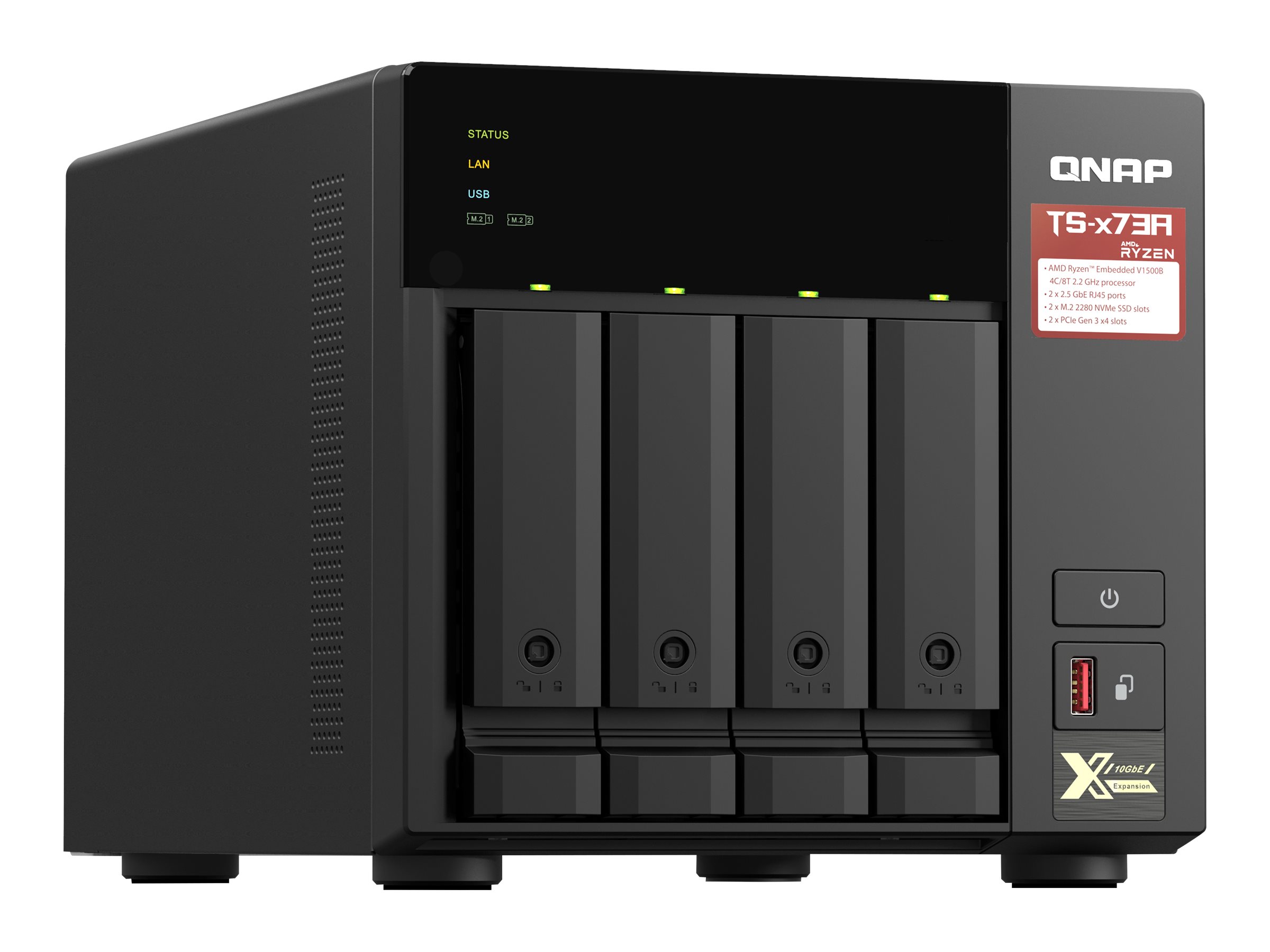 QNAP TS-473A - NAS-Server - 4 Schächte - SATA 6Gb/s - RAM 8 GB - 2.5 Gigabit Ethernet
