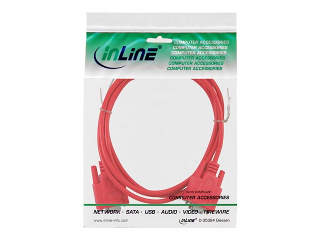 InLine - Nullmodemkabel - DB-9 (W) zu DB-9 (W) - 3 m - geformt, Daumenschrauben - Rot