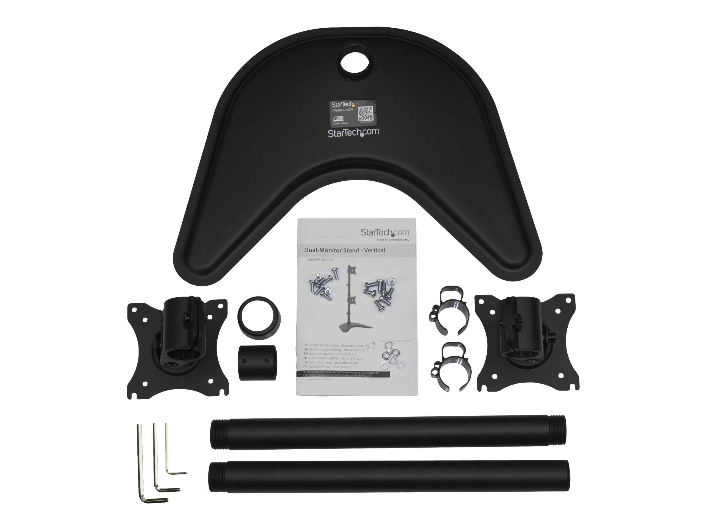 StarTech.com Vertikale Dual Monitorhalterung - Heavy Duty Stahl - Für VESA Monitore bis zu 27 Zoll - Verstellbarer zweifach Moniotrständer Aufstellung - für 2 Monitore - Schwarz