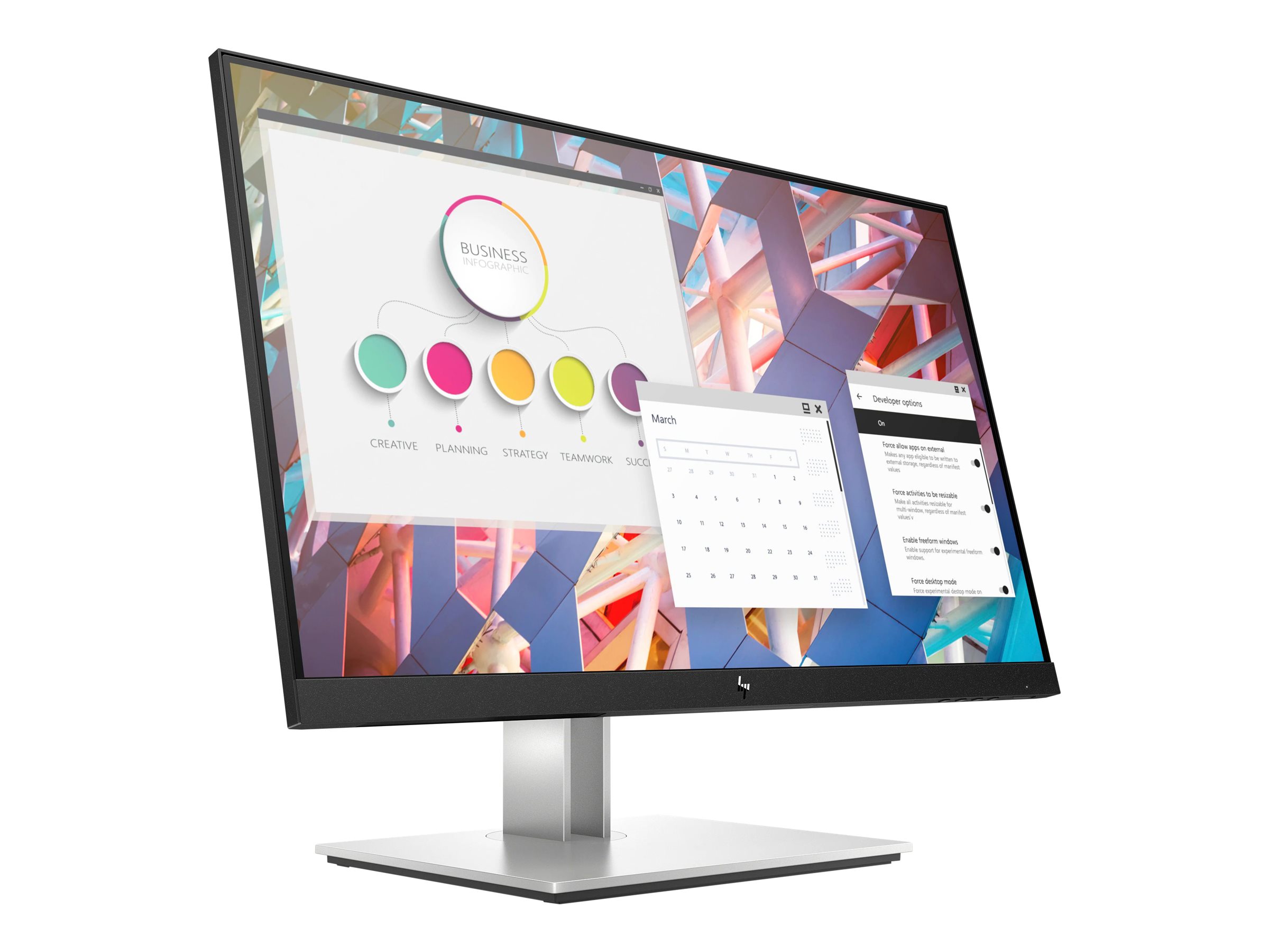 HP E24 G4 - E-Series - LED-Monitor - 61 cm (24") (23.8" sichtbar) - 1920 x 1080 Full HD (1080p) @ 60 Hz - IPS - 250 cd/m² - 1000:1 - 5 ms - HDMI, VGA, DisplayPort - Silber (Halter), schwarzer Kopf - Sonderaktion - Smart Buy
