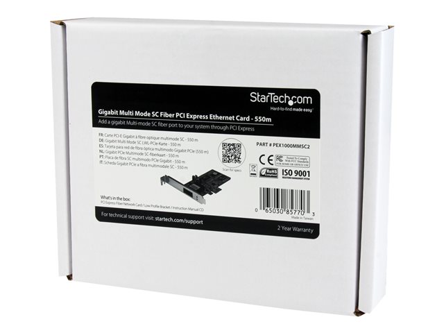 StarTech.com LWL / Glasfaser PCI Express Gigabit Netzwerkkarte - SC Fibre Channel Multimode NIC - 550m - Netzwerkadapter - PCIe - 1000Base-FX