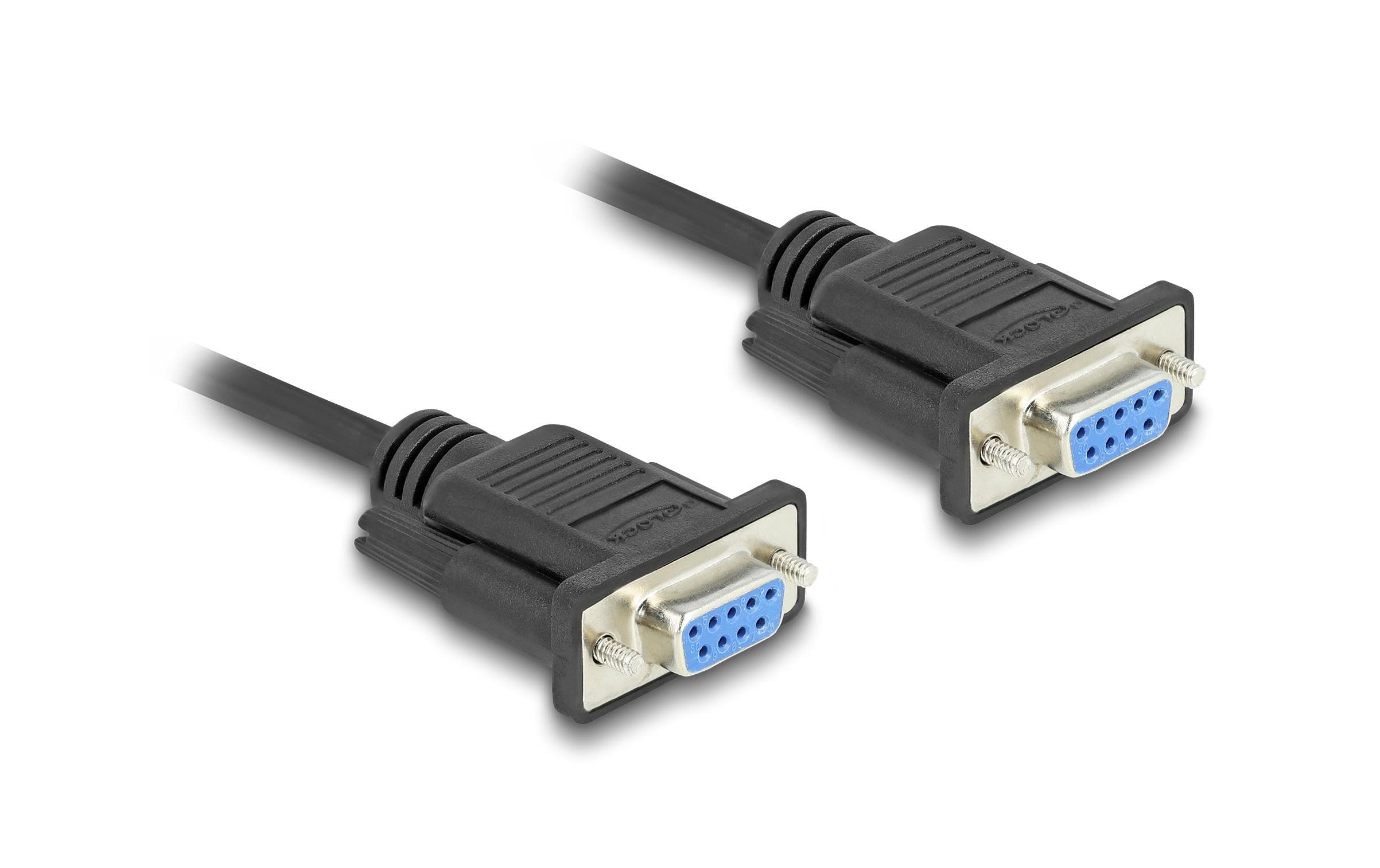 Delock - Serielles RS-232-Kabel - DB-9 (W) schraubbar zu DB-9 (W) schraubbar - 3 m - 5 mm - Schwarz
