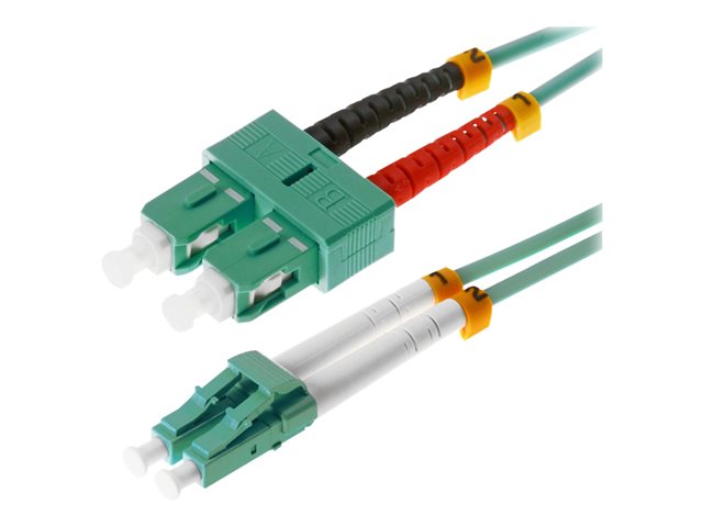 Helos - Patch-Kabel - LC Multi-Mode (M) bis SC multi-mode (M) - 3 m - Glasfaser - Duplex - 50/125 Mikrometer - OM3 - Aquamarin