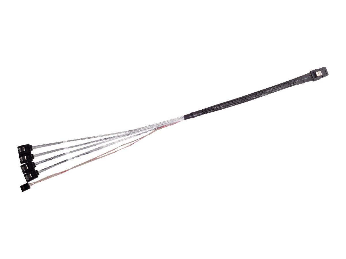 SilverStone CPS03 - SATA- / SAS-Kabel - mit Sidebands - 4-Lane - Mini SAS (SFF-8087) (M) bis SATA, Seitenband (W) - 50 cm - Schwarz