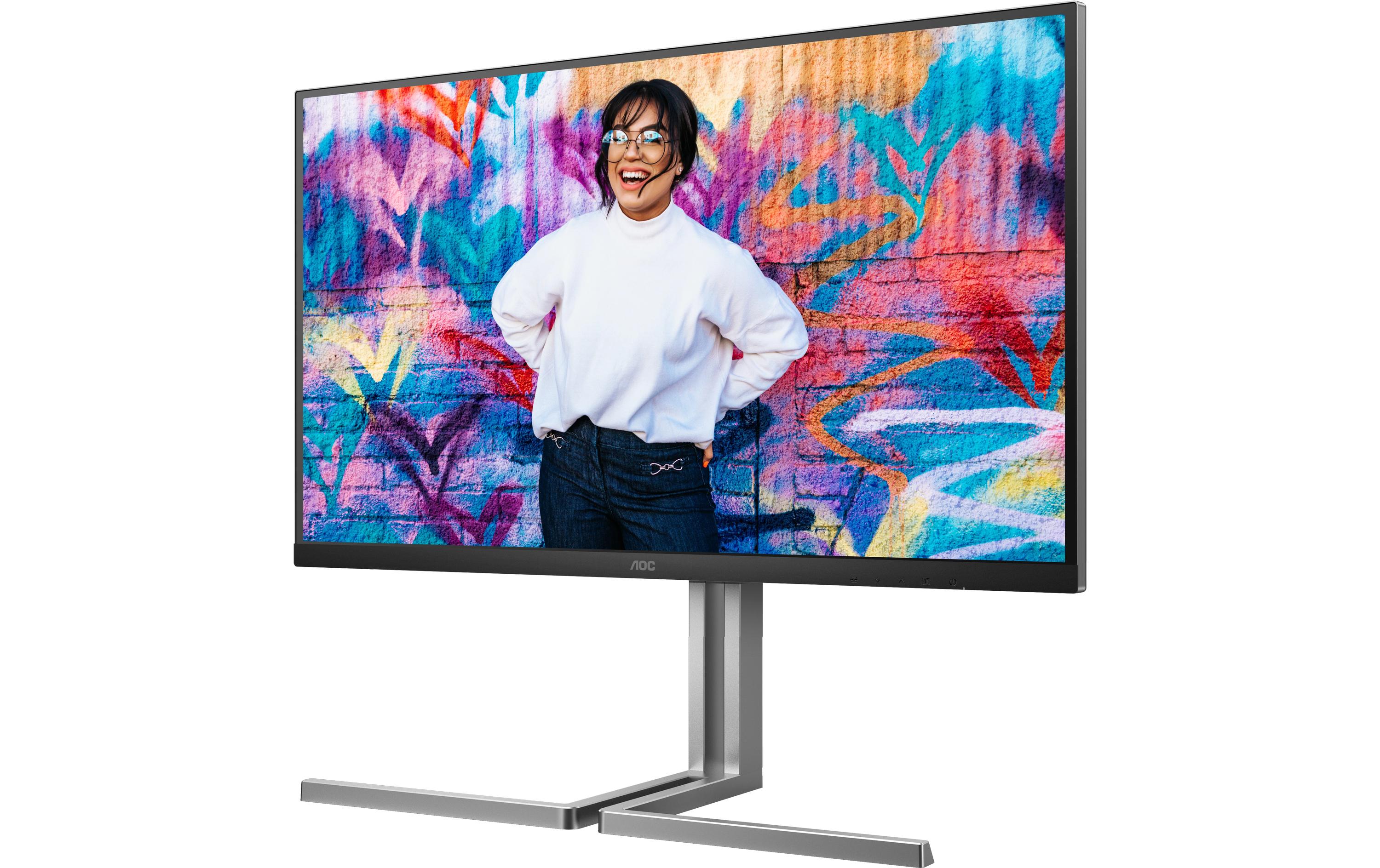 AOC U32U3CV - Graphic Pro Series - LED-Monitor - 81.3 cm (32") (31.5" sichtbar) - 3840 x 2160 4K @ 60 Hz - Nano IPS - 400 cd/m² - 1000:1 - DisplayHDR 400 - 4 ms - 2xHDMI, DisplayPort, 2xUSB-C - Lautsprecher - Schwarz