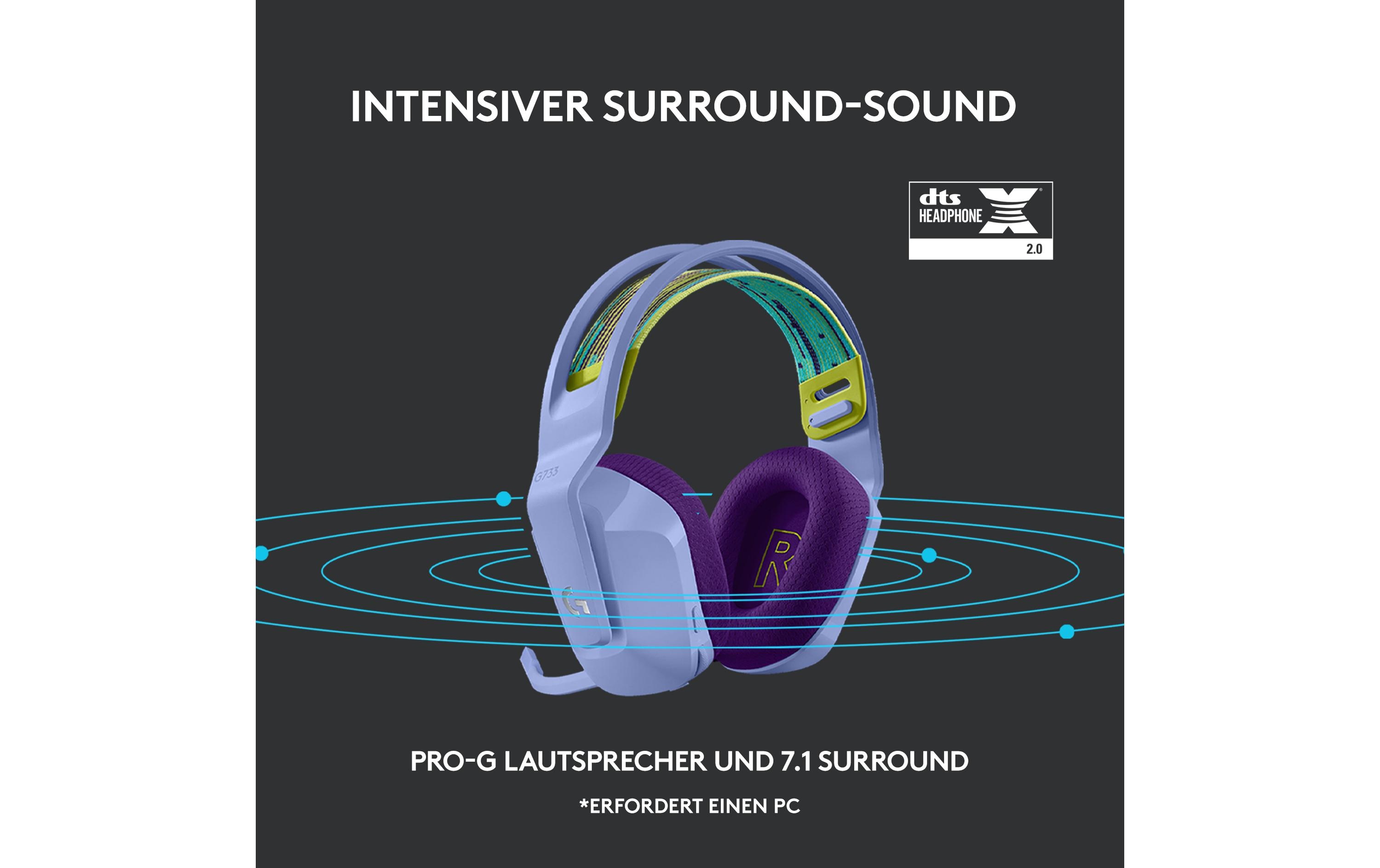 Logitech G G733 LIGHTSPEED Wireless RGB Gaming Headset - Headset - ohrumschließend - 2,4 GHz - kabellos - fliederfarben