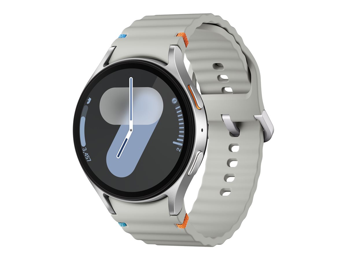 Samsung Galaxy Watch7 - 44 mm - intelligente Uhr mit Sportband - Gummi - Bandgröße: M/L - Anzeige 3,7 cm (1,47") - 32GB - NFC, Wi-Fi, Bluetooth - 33,8 g - Silber (SM-L310NZSADBT)