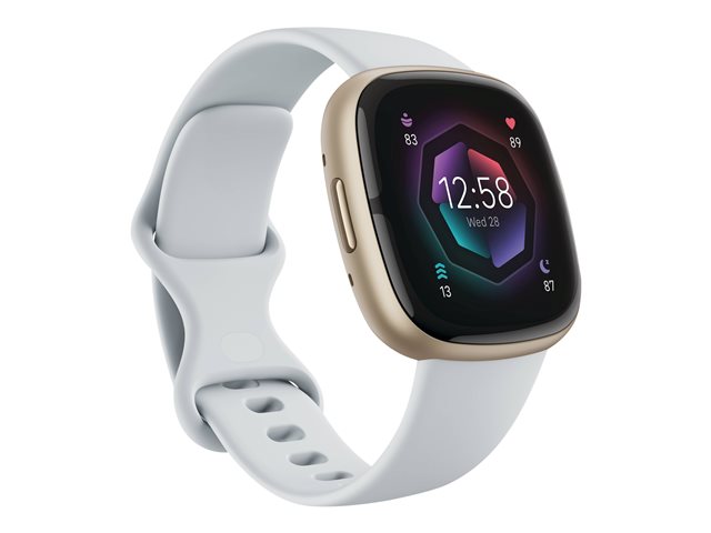 Fitbit Sense 2 - Soft Gold Aluminium - intelligente Uhr mit Band - Blue Mist
