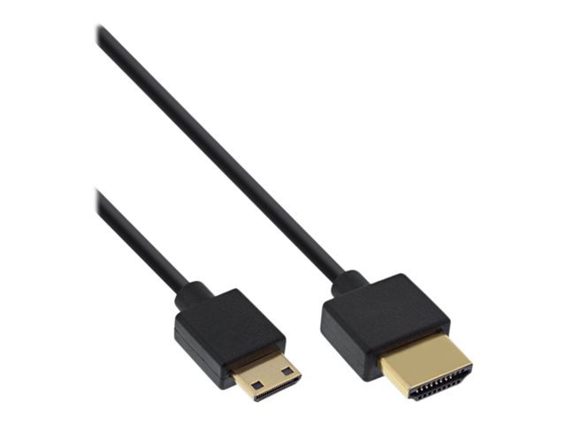 InLine High Speed Premium - HDMI-Kabel mit Ethernet - 19 pin mini HDMI Type C männlich zu HDMI männlich - 50 cm - dreifach abgeschirmtes Twisted-Pair-Kabel - Schwarz - 4K Unterstützung