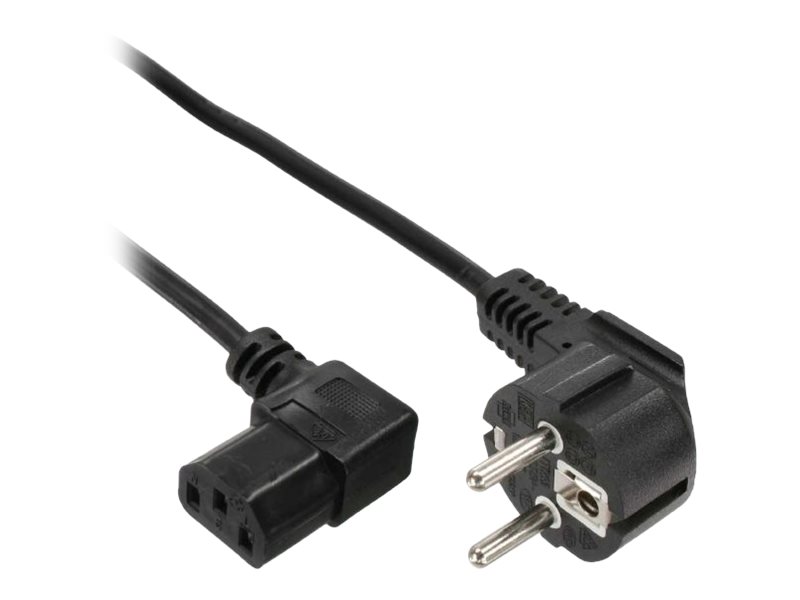 InLine - Stromkabel - CEE 7/7 (S) gewinkelt bis IEC 60320 C13 rechtwinklig - 5 m - Schwarz