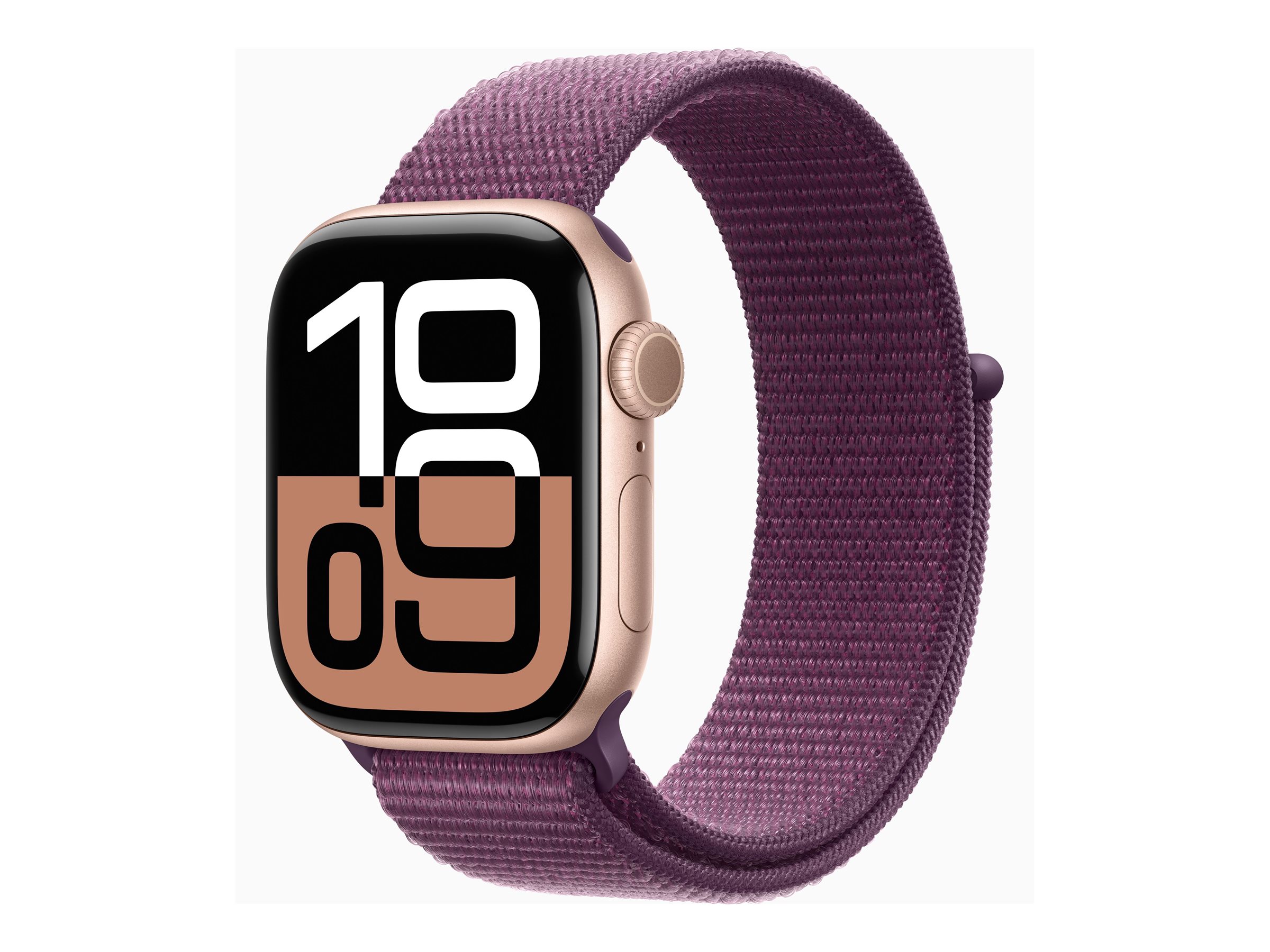 Apple Watch Series 10 GPS + Cellular 42mm Rose Gold Aluminium Case mit Plum Sport Band (MWXC3QF/A)