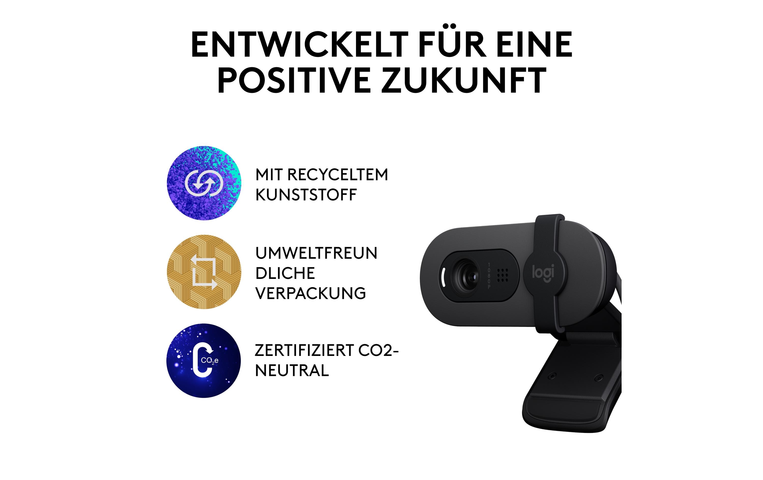 Logitech BRIO 100 - Webcam - Schwarz - 2 MP - 1920 x 1080 - 1080p, 720p - Audio - USB