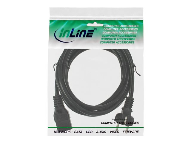 InLine - Stromkabel - IEC 60320 C19 16A zu power CEE 7/7 (M) - Wechselstrom 250 V - 2 m - Schwarz