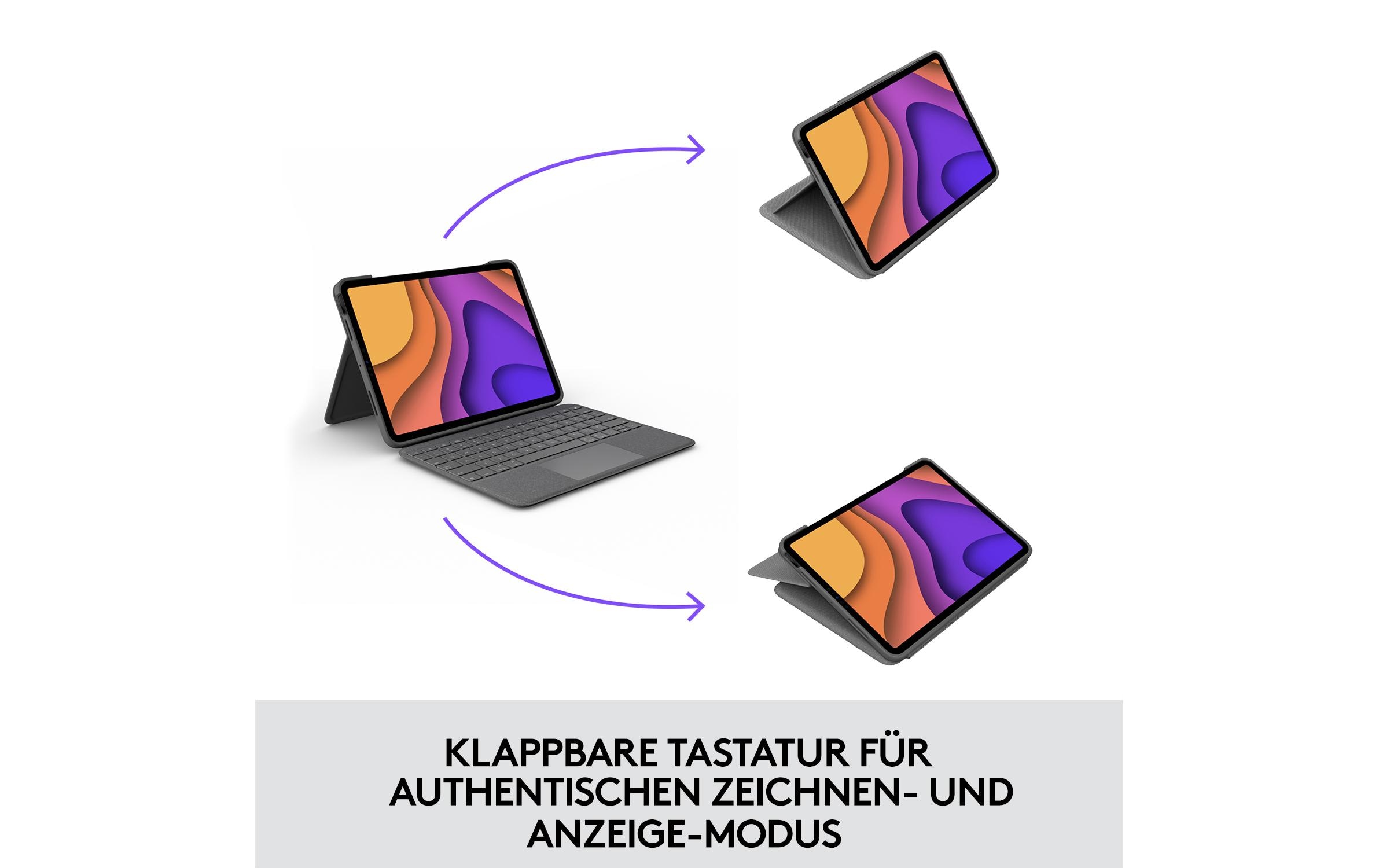 Logitech Folio Touch - Tastatur und Foliohülle - mit Trackpad - QWERTZ - Schweiz - Oxford Gray Eingabegerät
