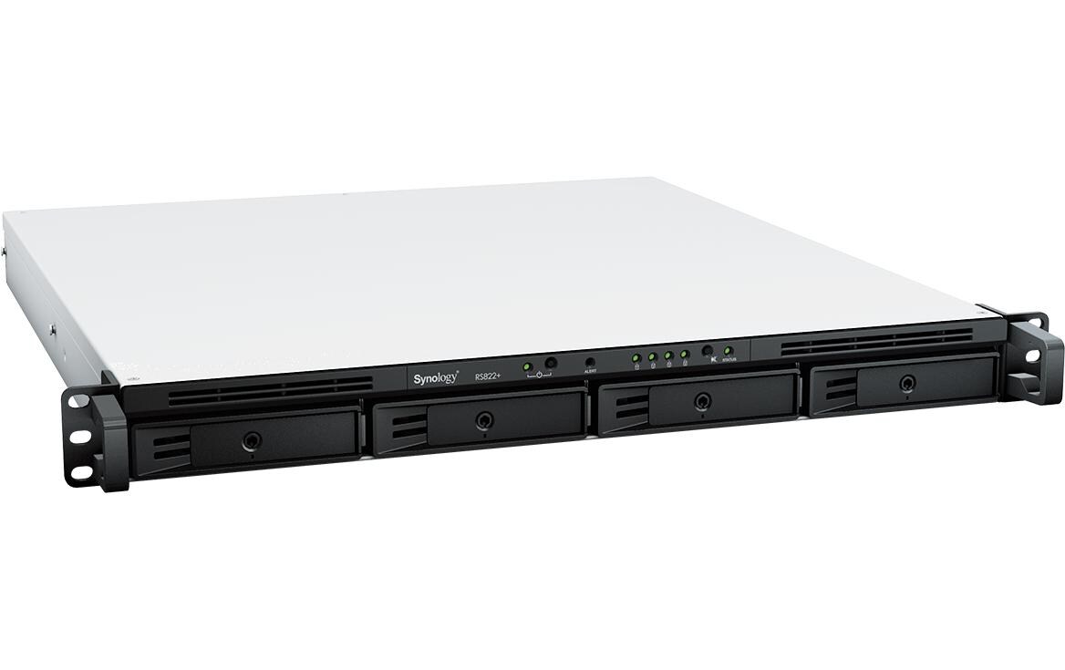 Synology RackStation RS822+ - NAS-Server - 4 Schächte - Rack - einbaufähig - SATA 6Gb/s - RAID RAID 0, 1, 5, 6, 10, JBOD - RAM 2 GB - Gigabit Ethernet - iSCSI Support - 1U