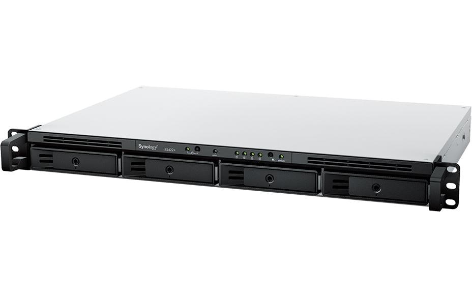 Synology RackStation RS422+ - NAS-Server - 4 Schächte - Rack - einbaufähig - SATA 6Gb/s - RAID RAID 0, 1, 5, 6, 10, JBOD - RAM 2 GB - Gigabit Ethernet - iSCSI Support - 1U