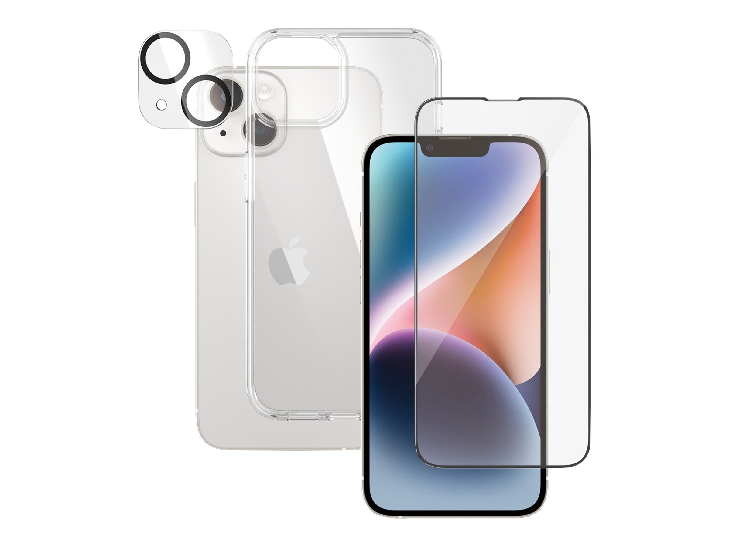 PanzerGlass - 3-in-1 Schutzpacket - Handyhülle für Apple iPhone 14 - Polycarbonat, Polyethylenterephthalat (PET), Polymethylmethacrylat (PMMA), 100 % recyceltes thermoplastisches Polyurethan (TPU) 