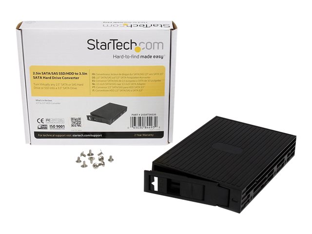 StarTech.com 2,5 Zoll SAS / SATA / SSD auf 3,5" SATA Festplatten Konverter - Laufwerksschachtadapter - 3,5" auf 2,5" (8.9 cm to 6.4 cm) - Schwarz - für P/N: S352BU33HR, SATDOCK5U3ER, SATDUP11IMG, SATERASER4, SATSASDUPE11, SU2DUPERA11