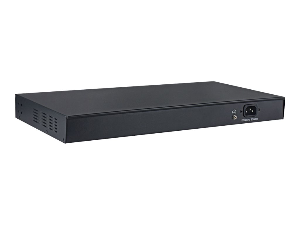 InLine 32324P - Switch - unmanaged - 24 x 10/100/1000 (PoE+) + 2 x Gigabit SFP (Uplink) - an Rack montierbar - PoE+ (380 W)