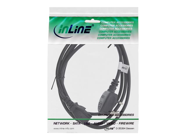 InLine - Stromkabel - BS 1363 (M) zu power IEC 60320 C13 - Wechselstrom 250 V - 13 A - 1.8 m - 90° Stecker - Schwarz - Großbritannien