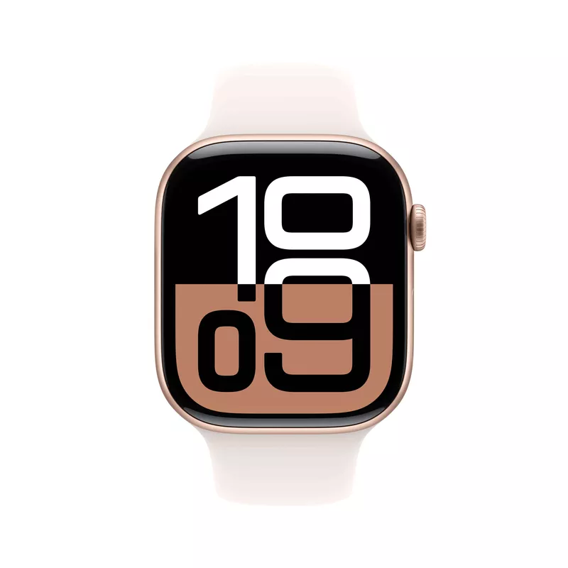 Apple Watch Series 10 GPS + Cellular 46mm Rose Gold Aluminium Case mit Light Blush Sport Band - M/L (MWY73QF/A)