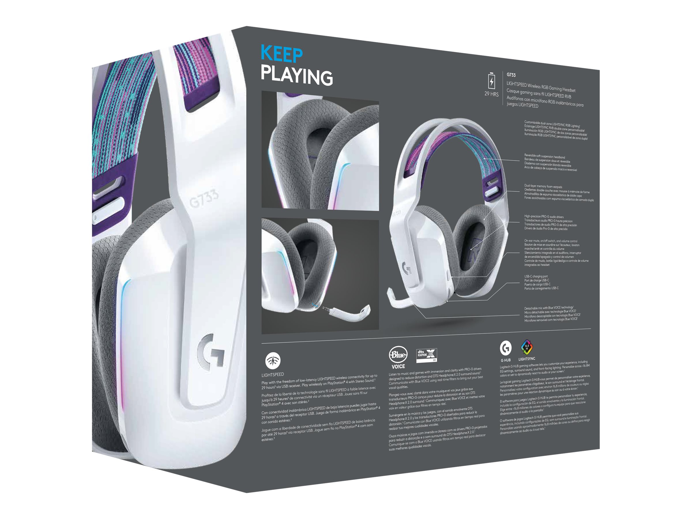 Logitech G G733 LIGHTSPEED Wireless RGB Gaming Headset - Headset - ohrumschließend - 2,4 GHz - kabellos - weiß