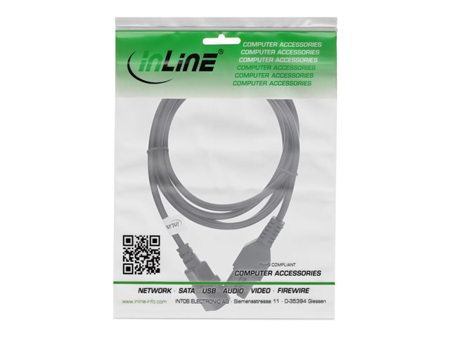 InLine - Spannungsversorgungs-Verlängerungskabel - IEC 60320 C15 bis IEC 60320 C14 - 1 m - Schwarz